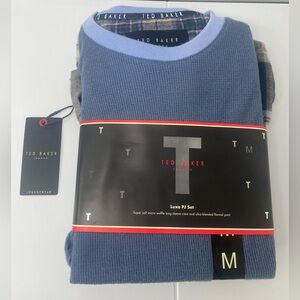 Ted Baker NWT M Luxe Blue Crewneck Pajama Sleepwear Set in Plaid